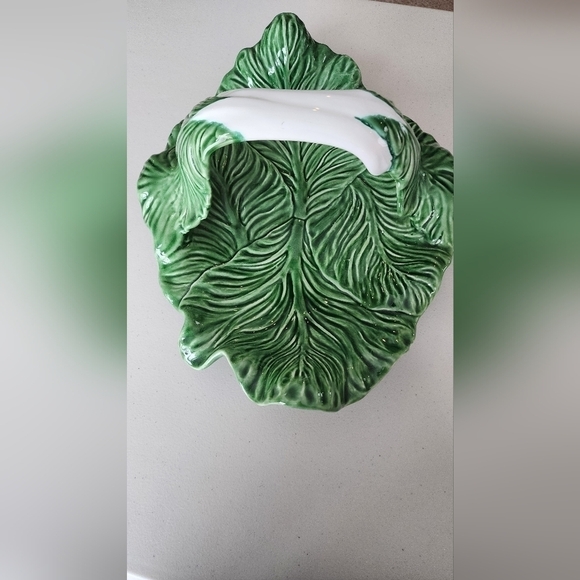 VNTG Majolica Late 20th Century Bordallo Pinheiro Cabbageware Serving Platter. - Picture 3 of 10